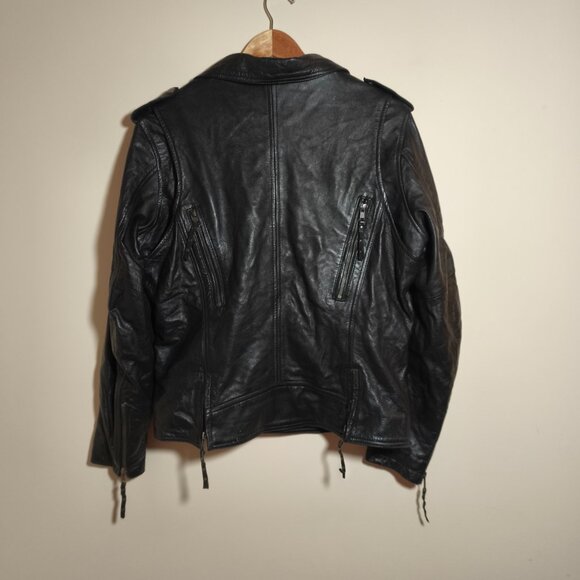 Derringer 100% Lambskin Leather Vented Moto Jacket sz L Black Silver Biker - Picture 11 of 14